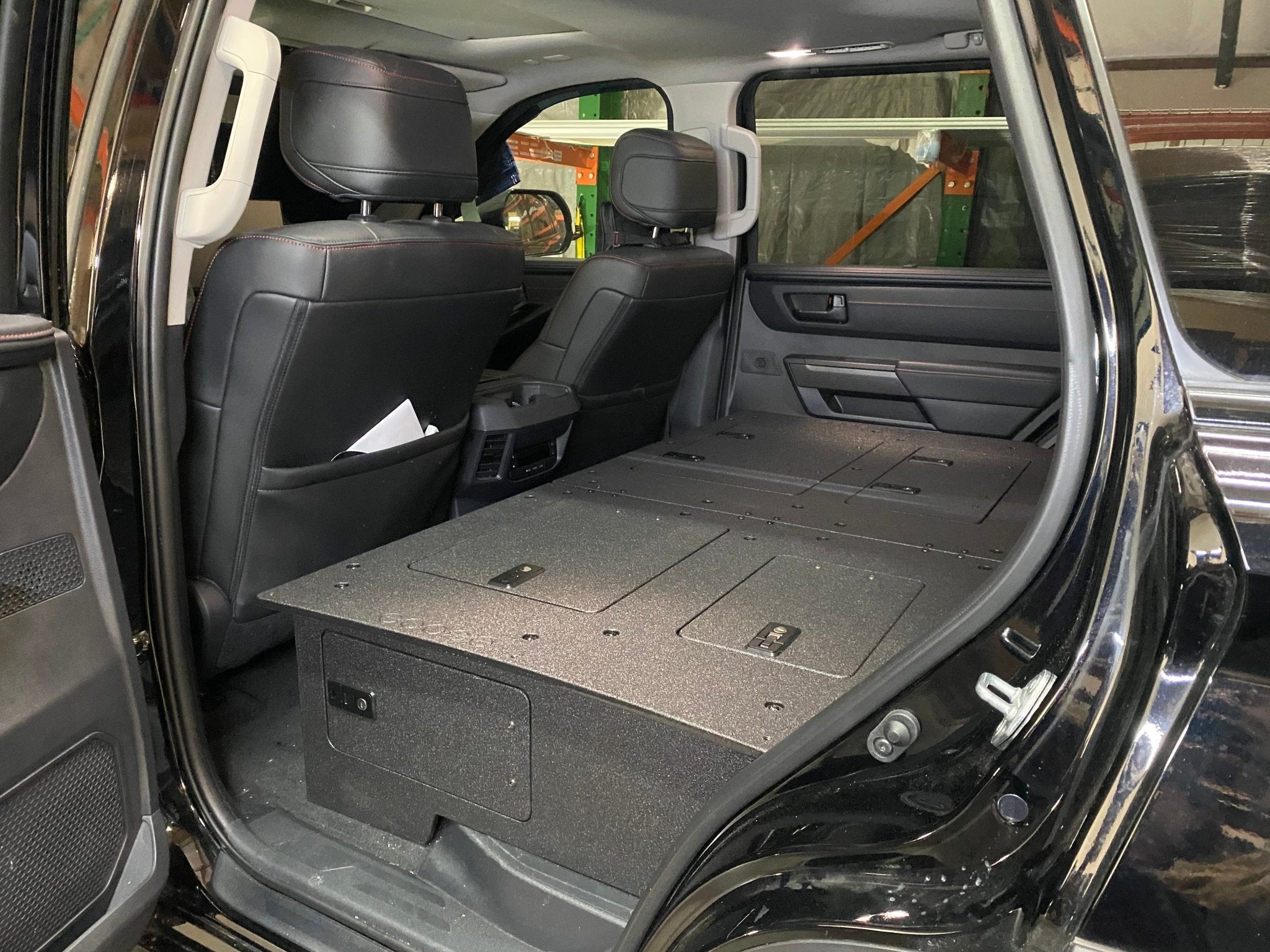 Toyota - Sequoia - 2023-Present - 3rd Gen - Explore Series - Seat Delete Plate System - Second Row with Captain's Chairs Seat Delete Plate System Goose Gear- Overland Kitted