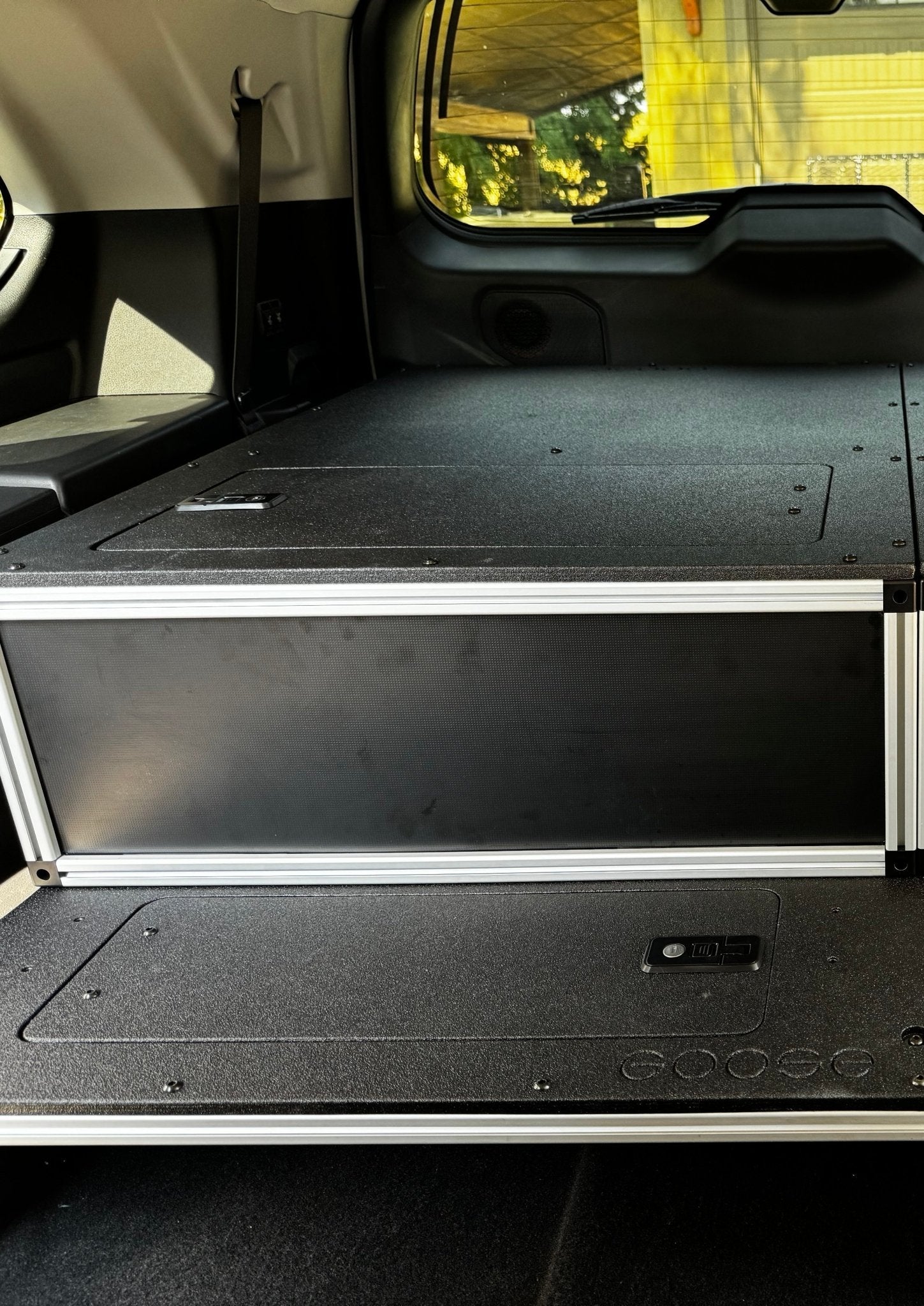 Toyota - Sequoia - 2023-Present - 3rd Gen - Explore Series - Single Drawer - 28-3/16" Width x 38" Deep x 10" High - Drawer Module with Short Drawer 20" and Storage Space Behind Drawers Goose Gear- Overland Kitted