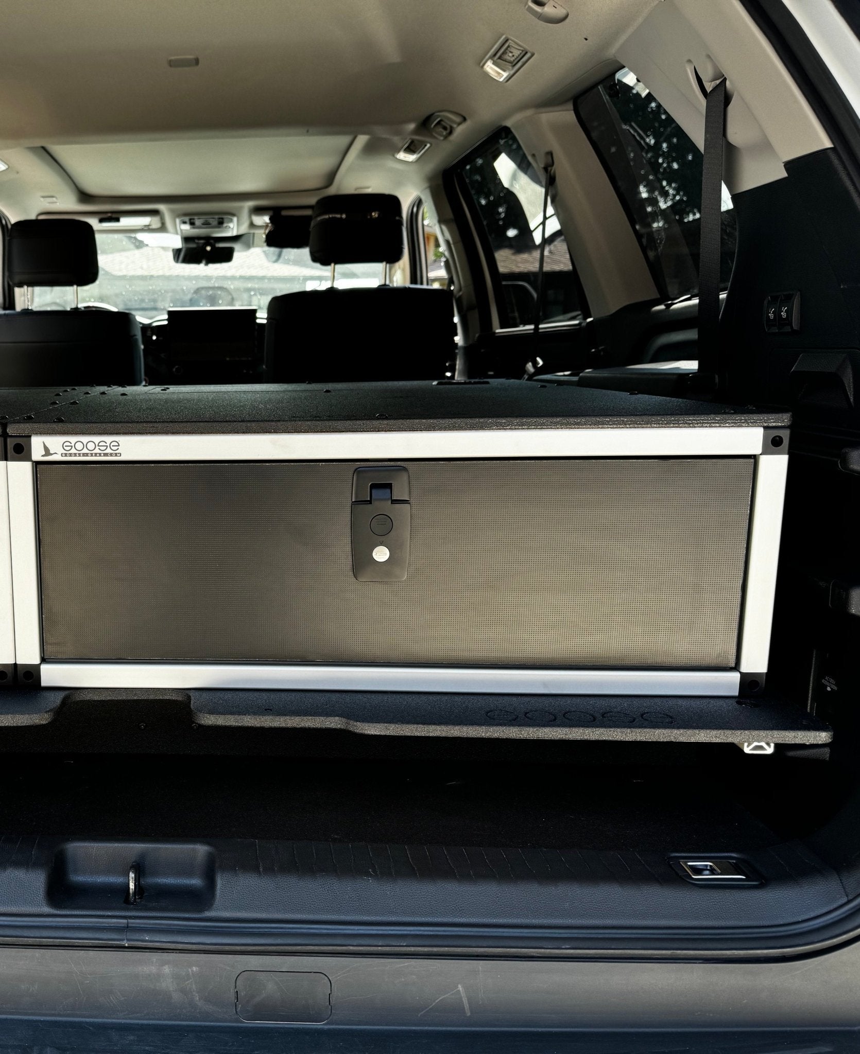 Toyota - Sequoia - 2023-Present - 3rd Gen - Explore Series - Single Drawer - 28-3/16" Width x 38" Deep x 10" High - Drawer Module with Short Drawer 20" and Storage Space Behind Drawers Goose Gear- Overland Kitted