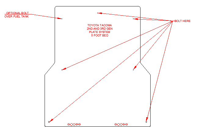 Toyota Tacoma 2005-2023 2nd and 3rd Gen. - Bed Plate Drawer System Plate Systems Goose Gear- Overland Kitted