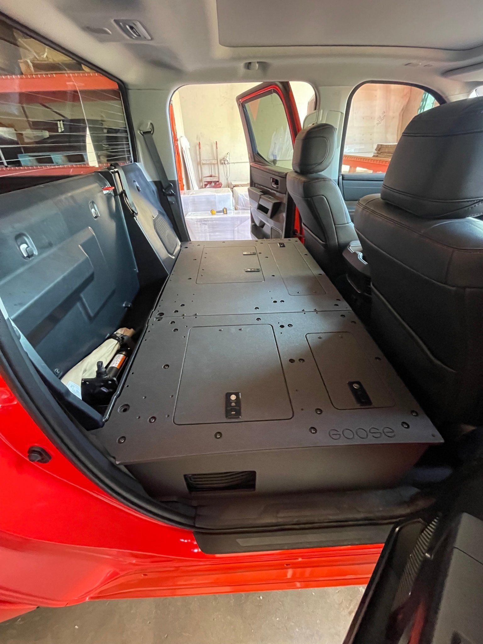 Toyota Tundra 2022-Present 3rd Gen. CrewMax - Second Row Seat Delete Plate System Seat Delete Plate System Goose Gear- Overland Kitted