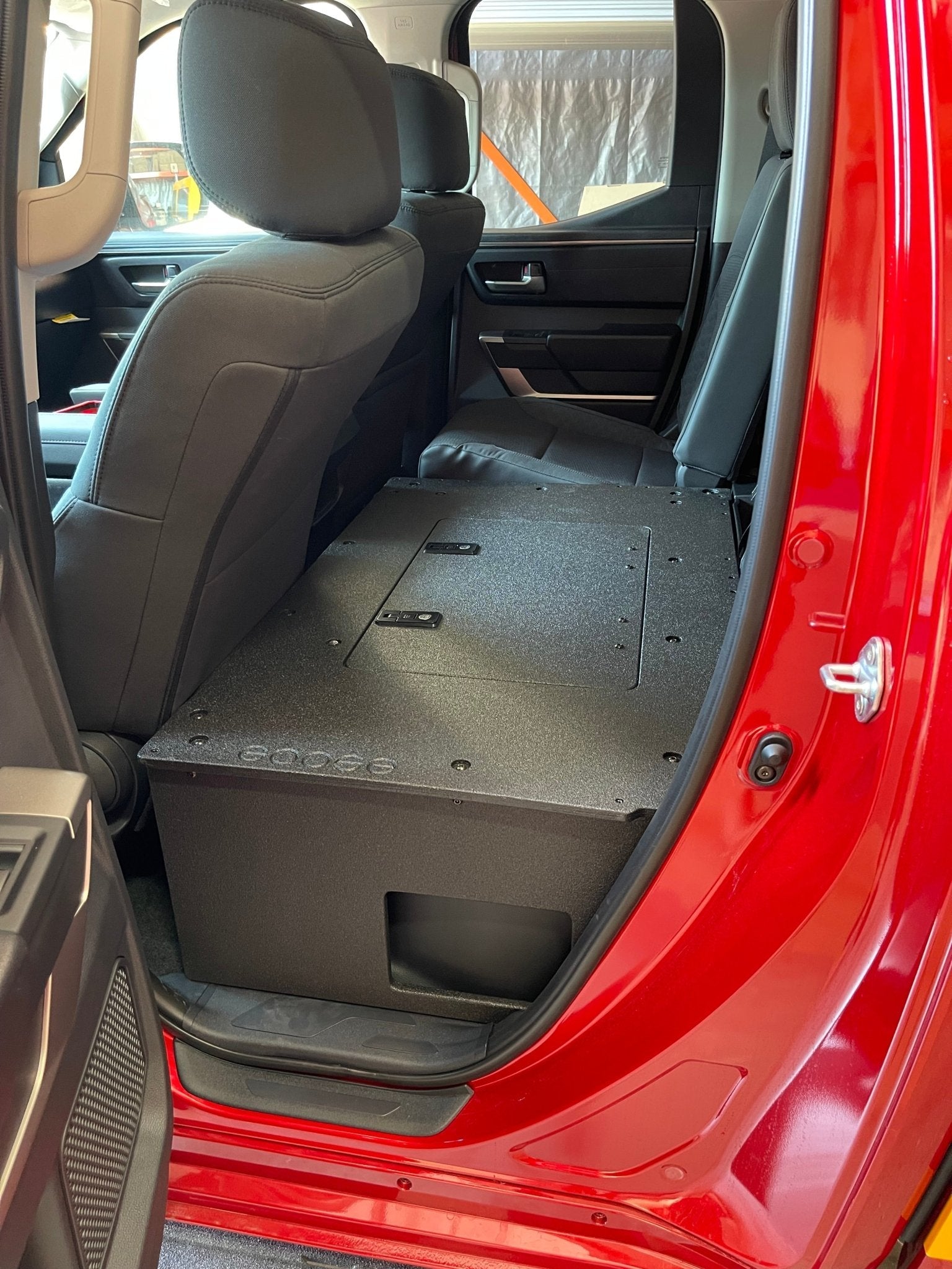 Toyota Tundra 2022-Present 3rd Gen. DoubleCab - Second Row Seat Delete Plate System 60% Driver Side Seat Delete Plate System Goose Gear- Overland Kitted