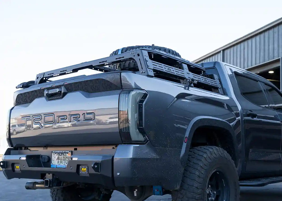 Toyota Tundra Mid Height bed rack, rear view