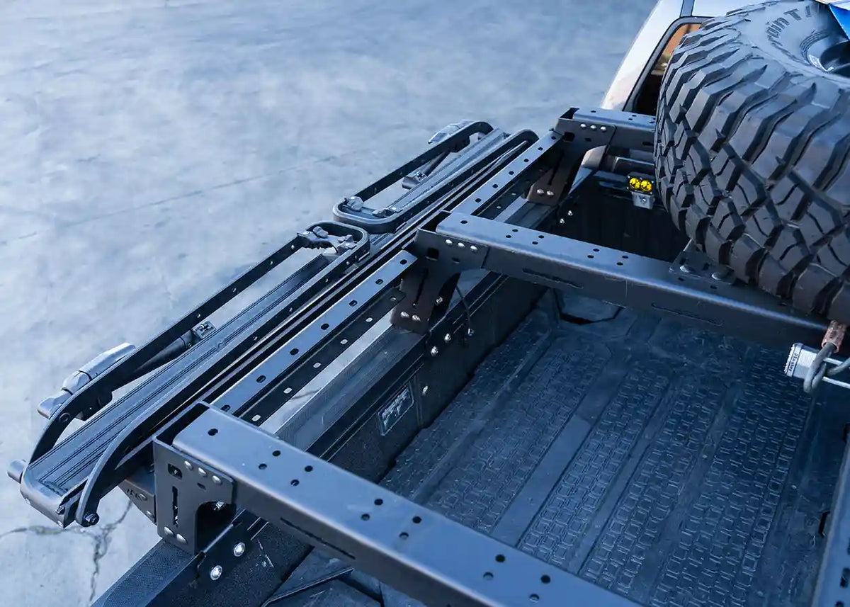 Toyota Tundra Mid Height bed rack, top-down view