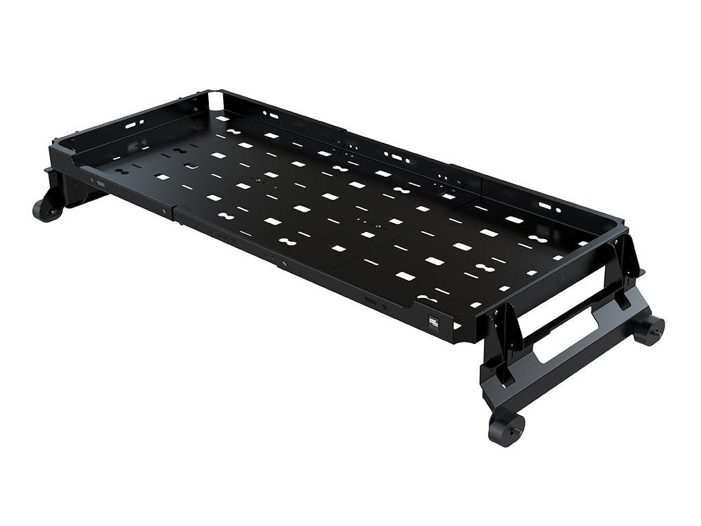 Front Runner Cargo Molle Interior Shelf on a white background showing the slotted deck, raised sides and adjustable support legs