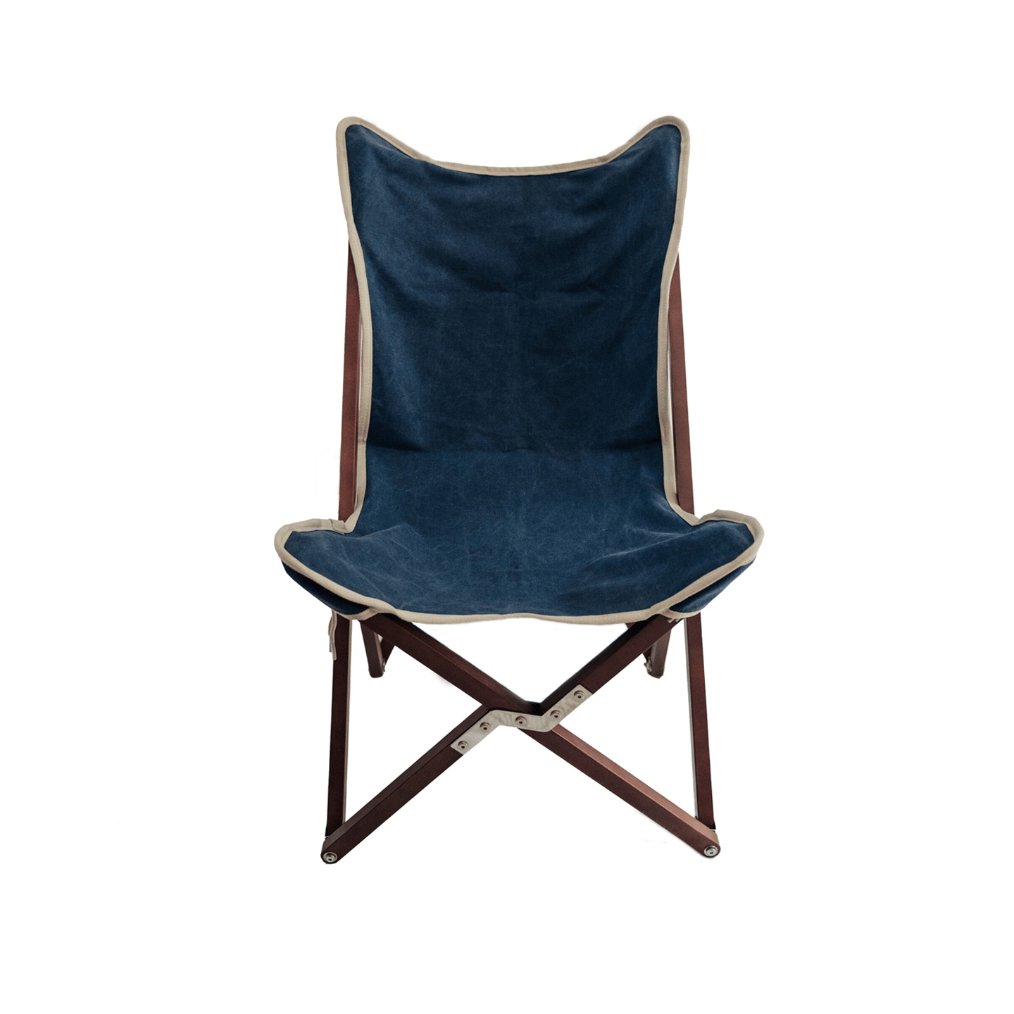 Chama Vaquero chair in Azul canvas, front view