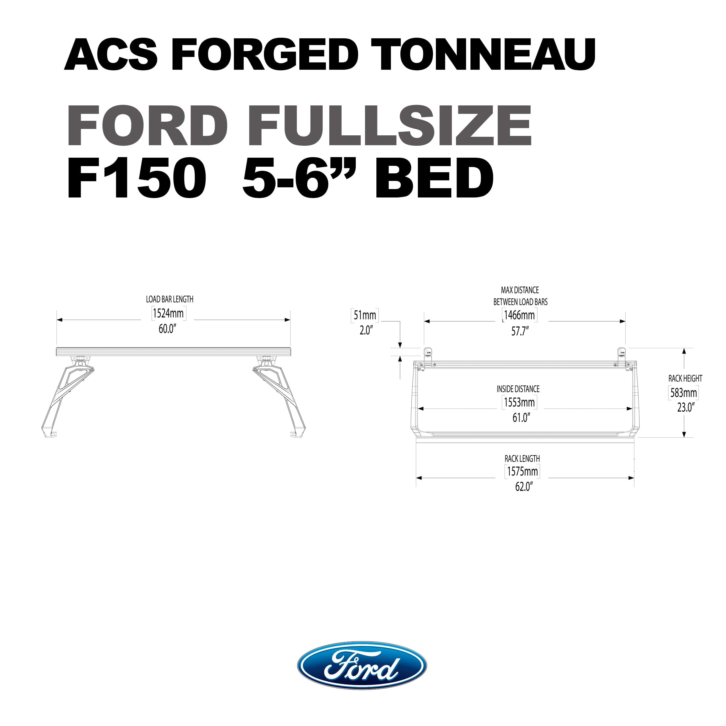 ACS Forged Tonneau - Rack Only - Ford Ford active-cargo-system Leitner Designs- Overland Kitted