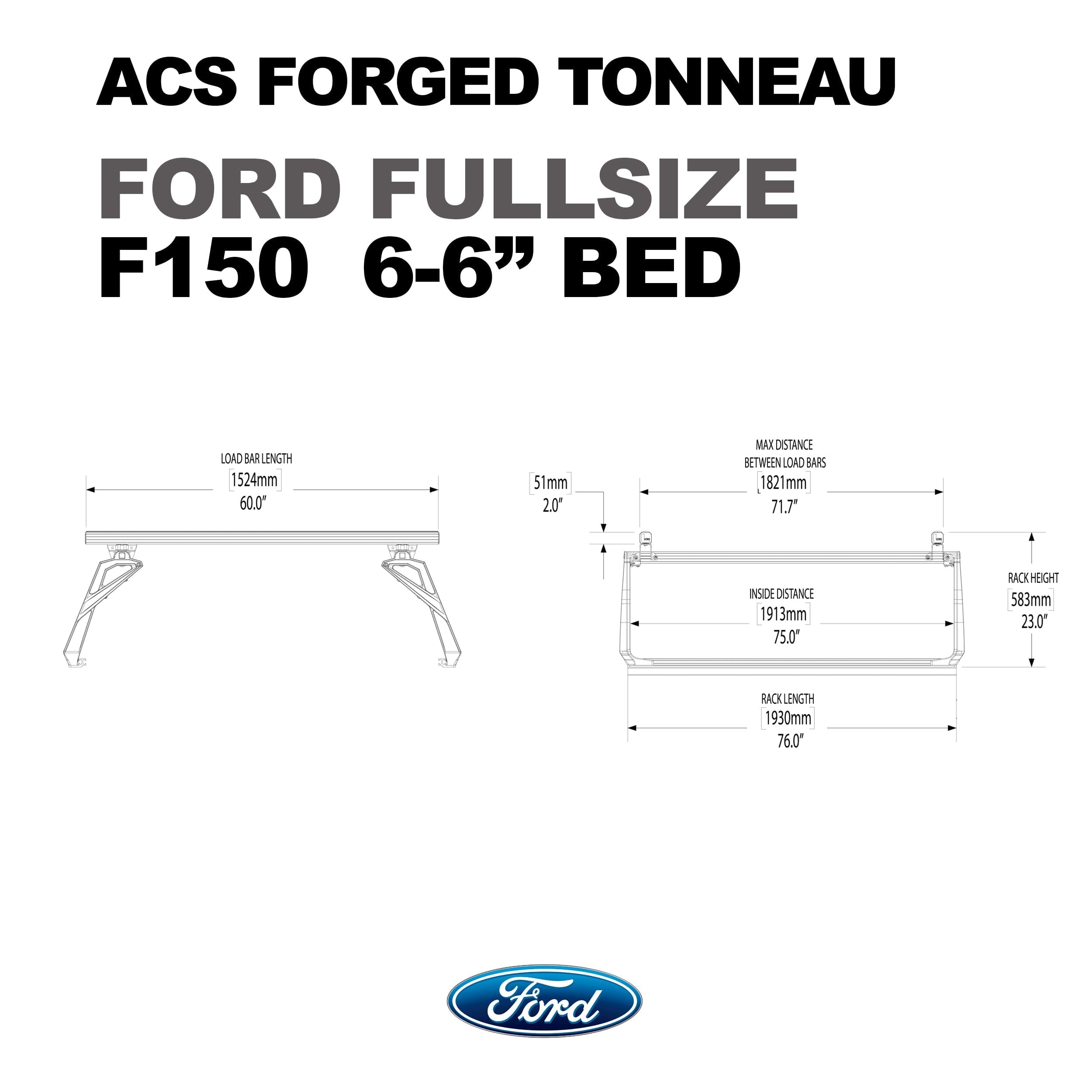 ACS Forged Tonneau - Rack Only - Ford Ford active-cargo-system Leitner Designs- Overland Kitted