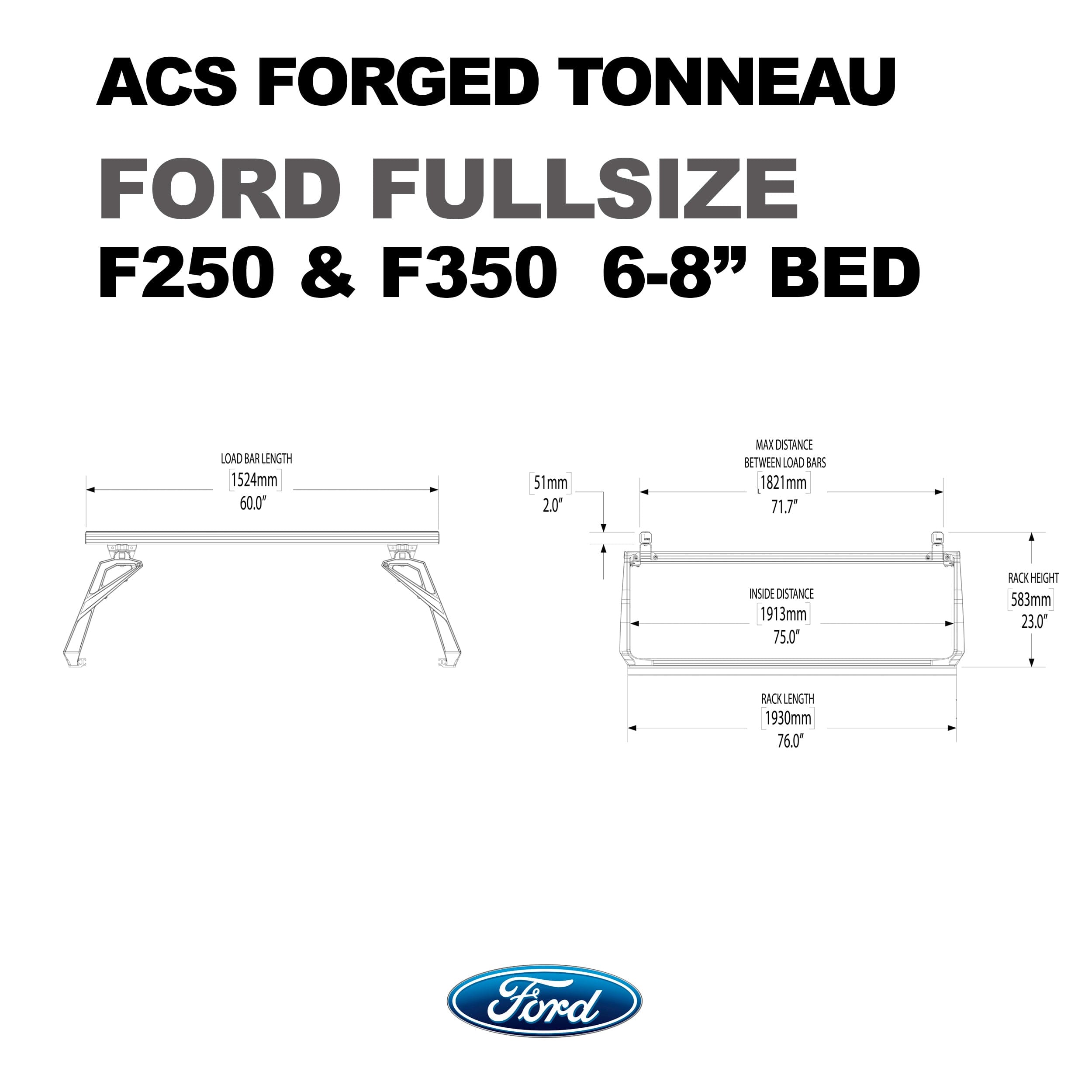 ACS Forged Tonneau - Rack Only - Ford Ford active-cargo-system Leitner Designs- Overland Kitted