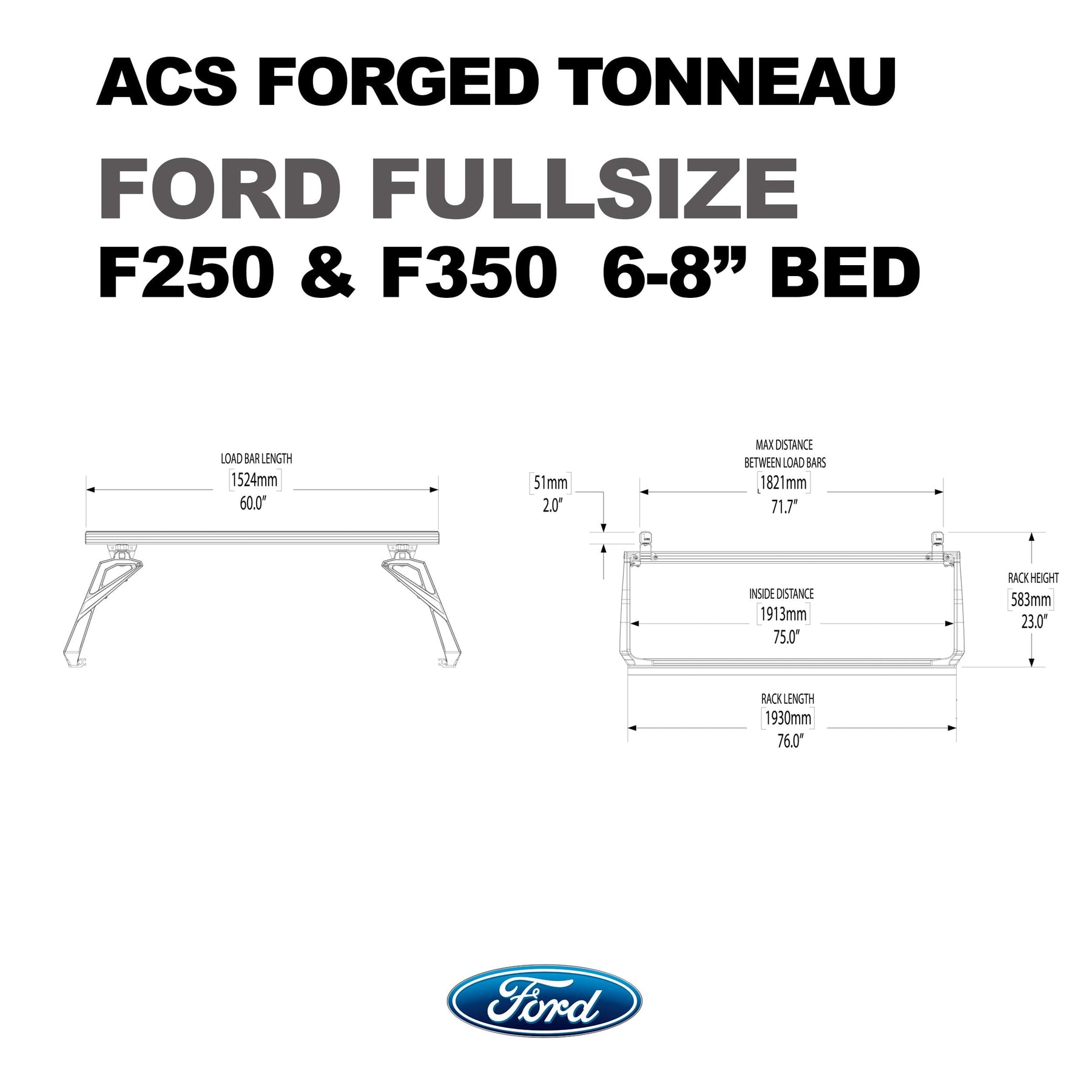 ACS Forged Tonneau - Rack Only - Ford Ford active-cargo-system Leitner Designs- Adventure Imports