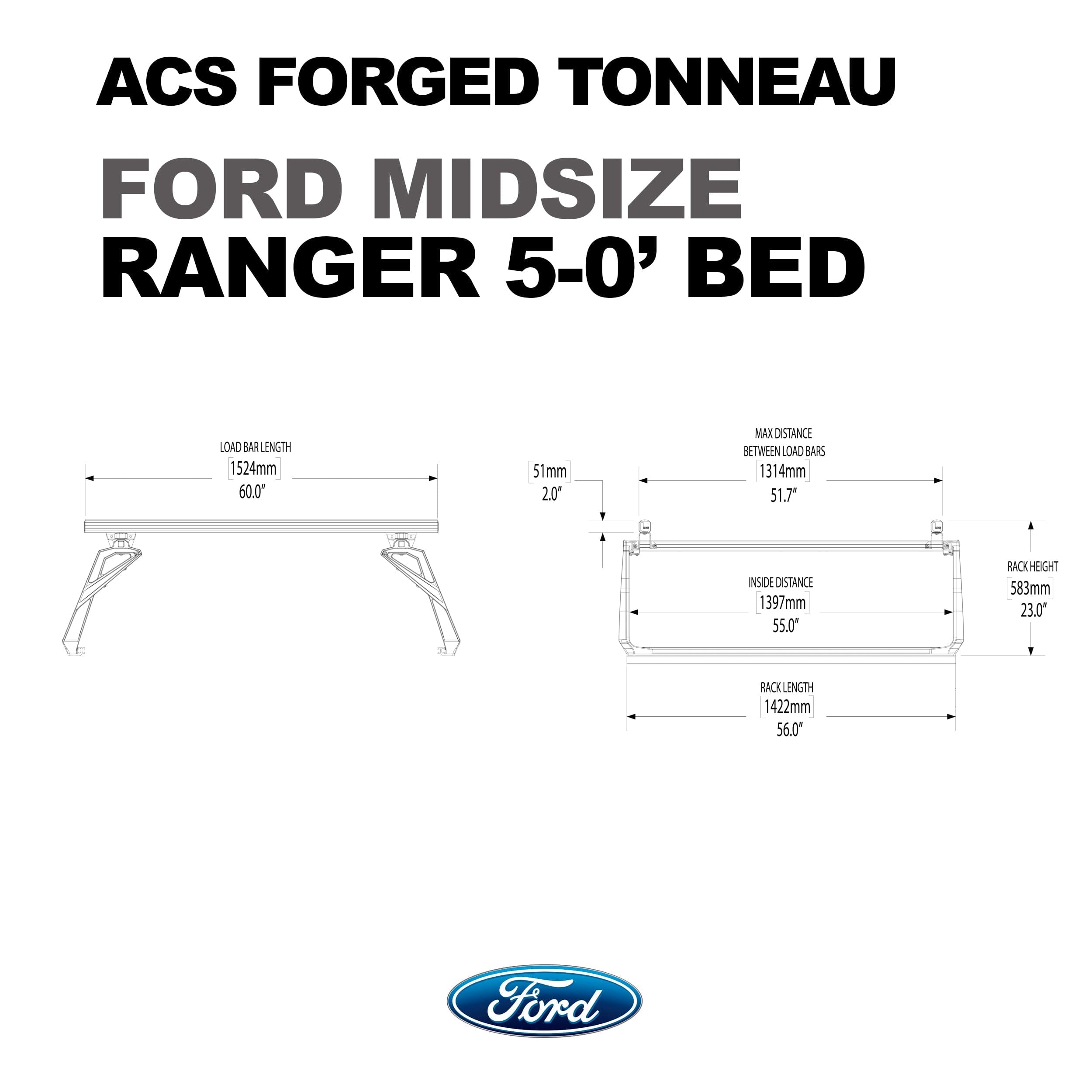 ACS Forged Tonneau - Rack Only - Ford Ford active-cargo-system Leitner Designs- Overland Kitted