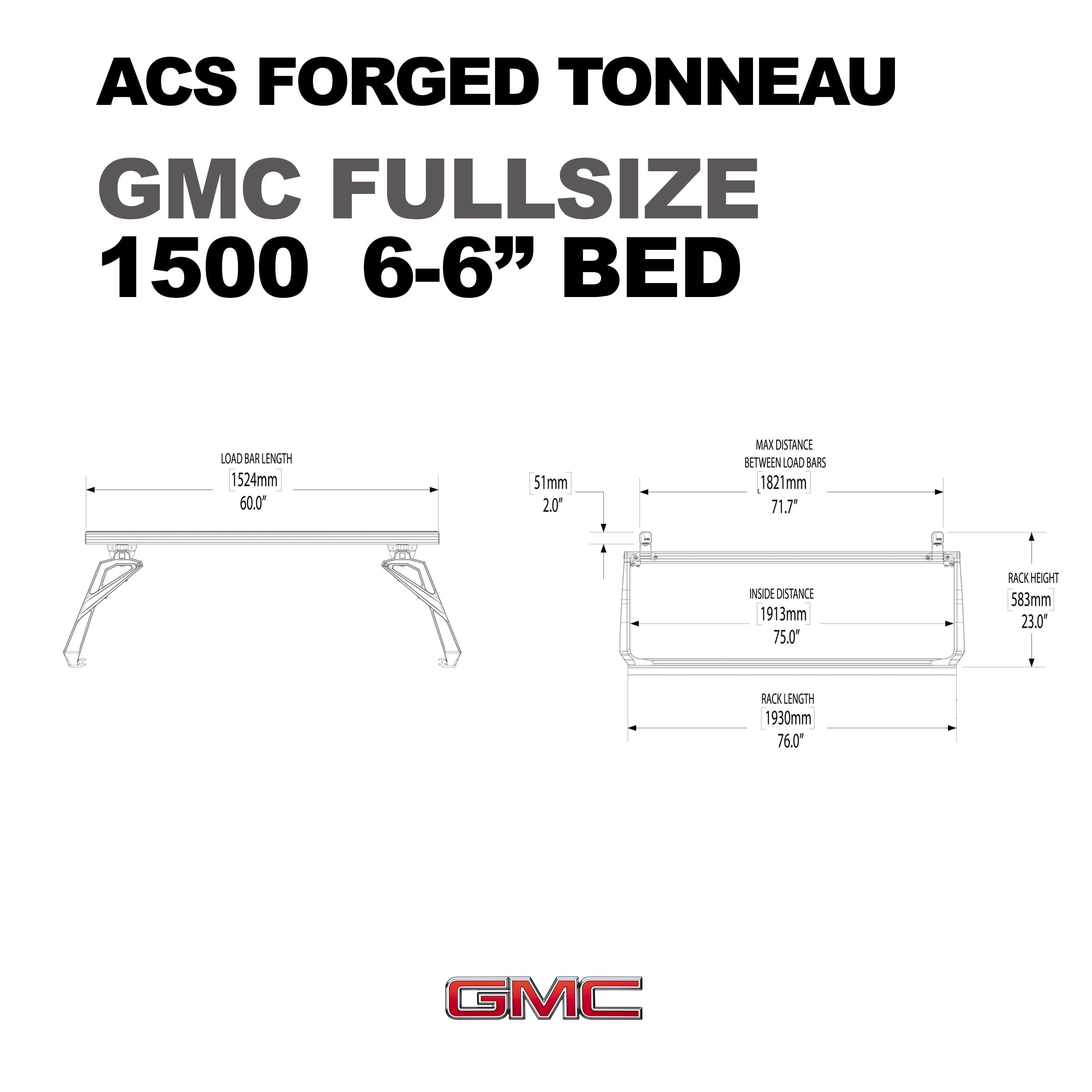 ACS Forged Tonneau - Rails Only - GMC GMC active-cargo-system Leitner Designs- Overland Kitted