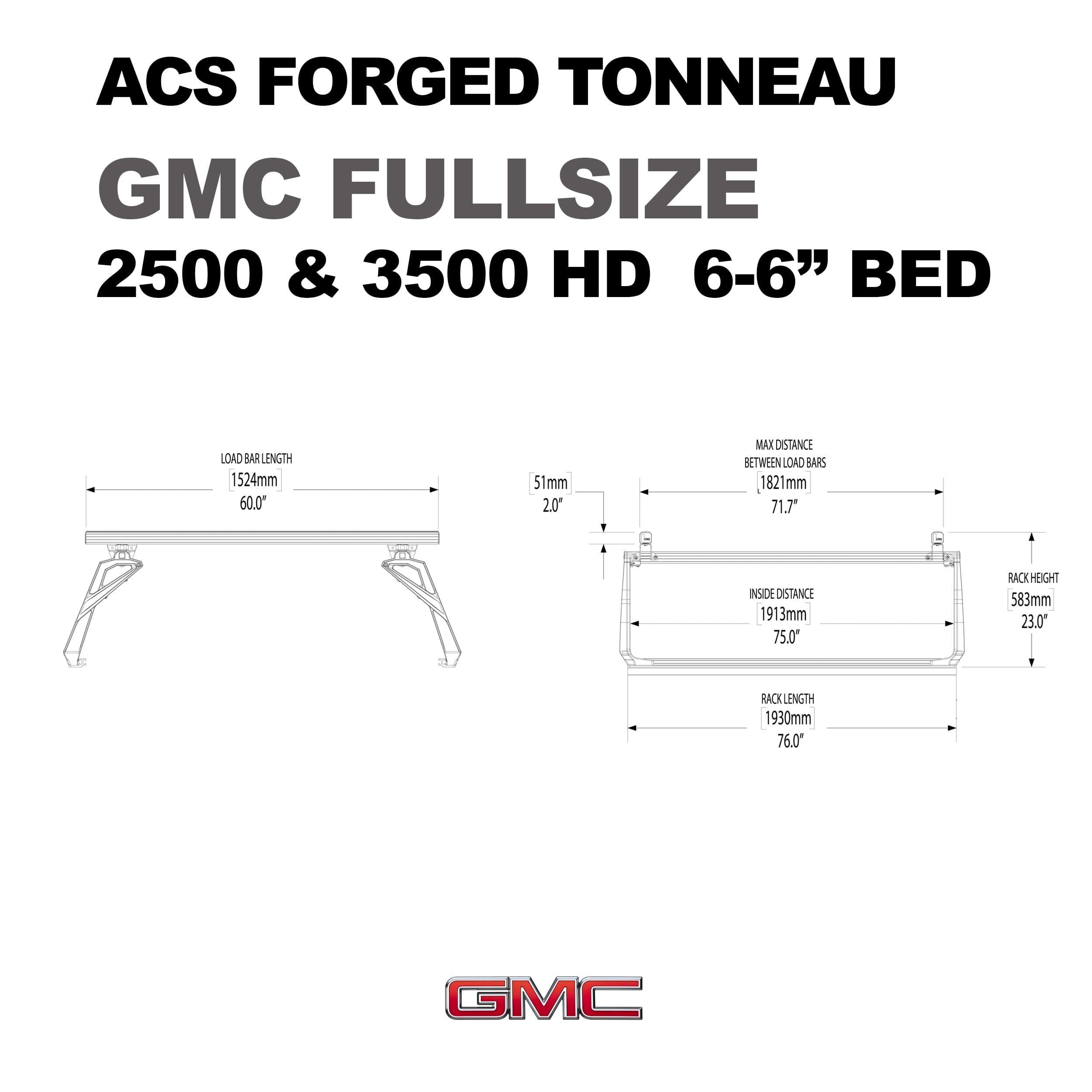 ACS Forged Tonneau - Rails Only - GMC GMC active-cargo-system Leitner Designs- Overland Kitted