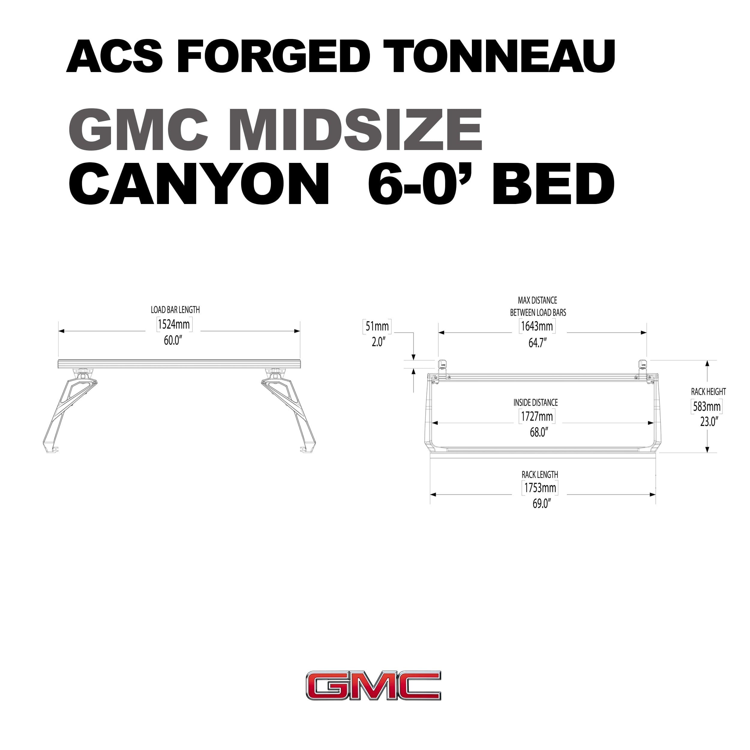ACS Forged Tonneau - Rails Only - GMC GMC active-cargo-system Leitner Designs- Overland Kitted