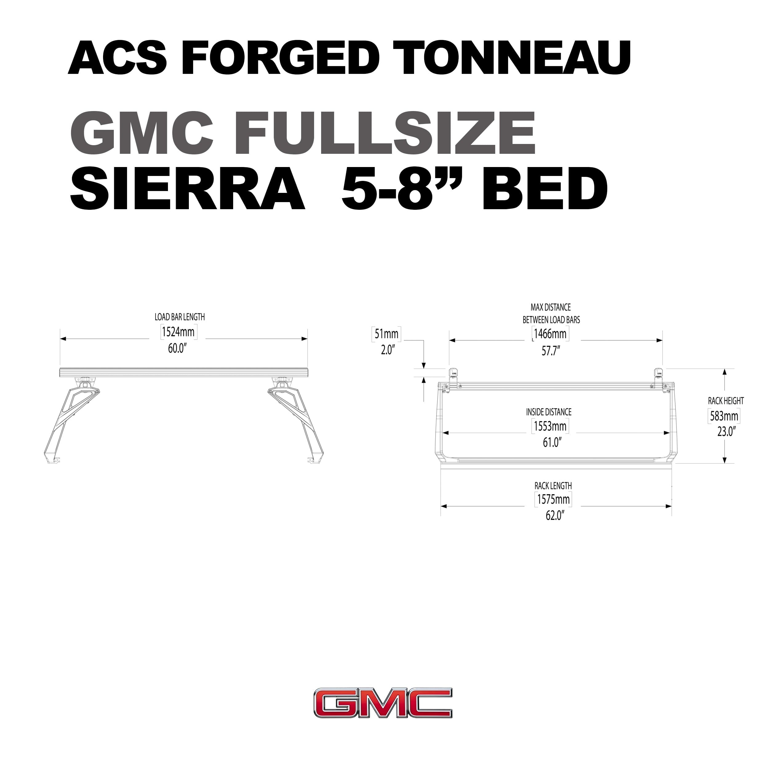 ACS Forged Tonneau - Rails Only - GMC GMC active-cargo-system Leitner Designs- Overland Kitted