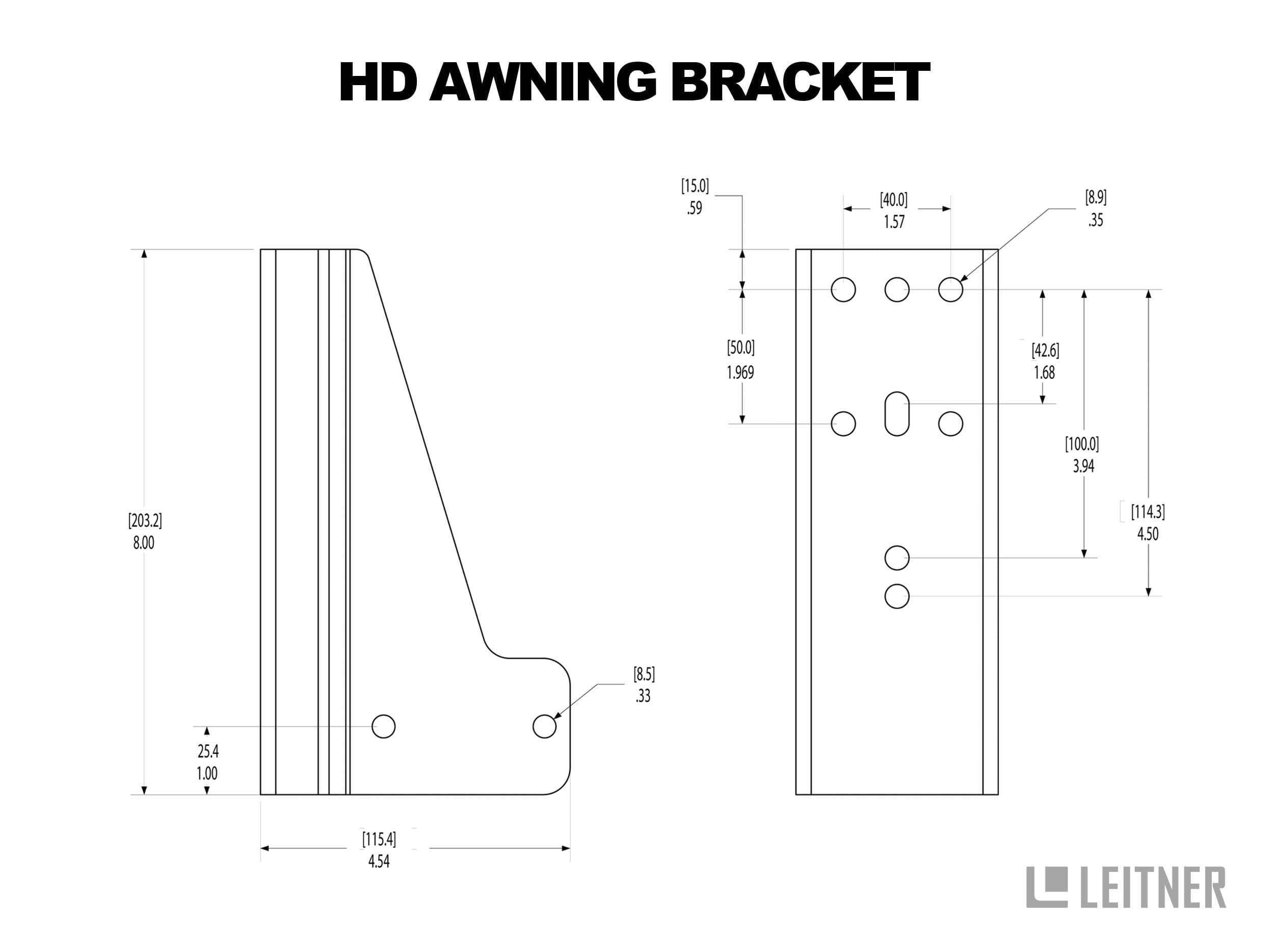 HD Awning Bracket  accessories Leitner Designs- Overland Kitted