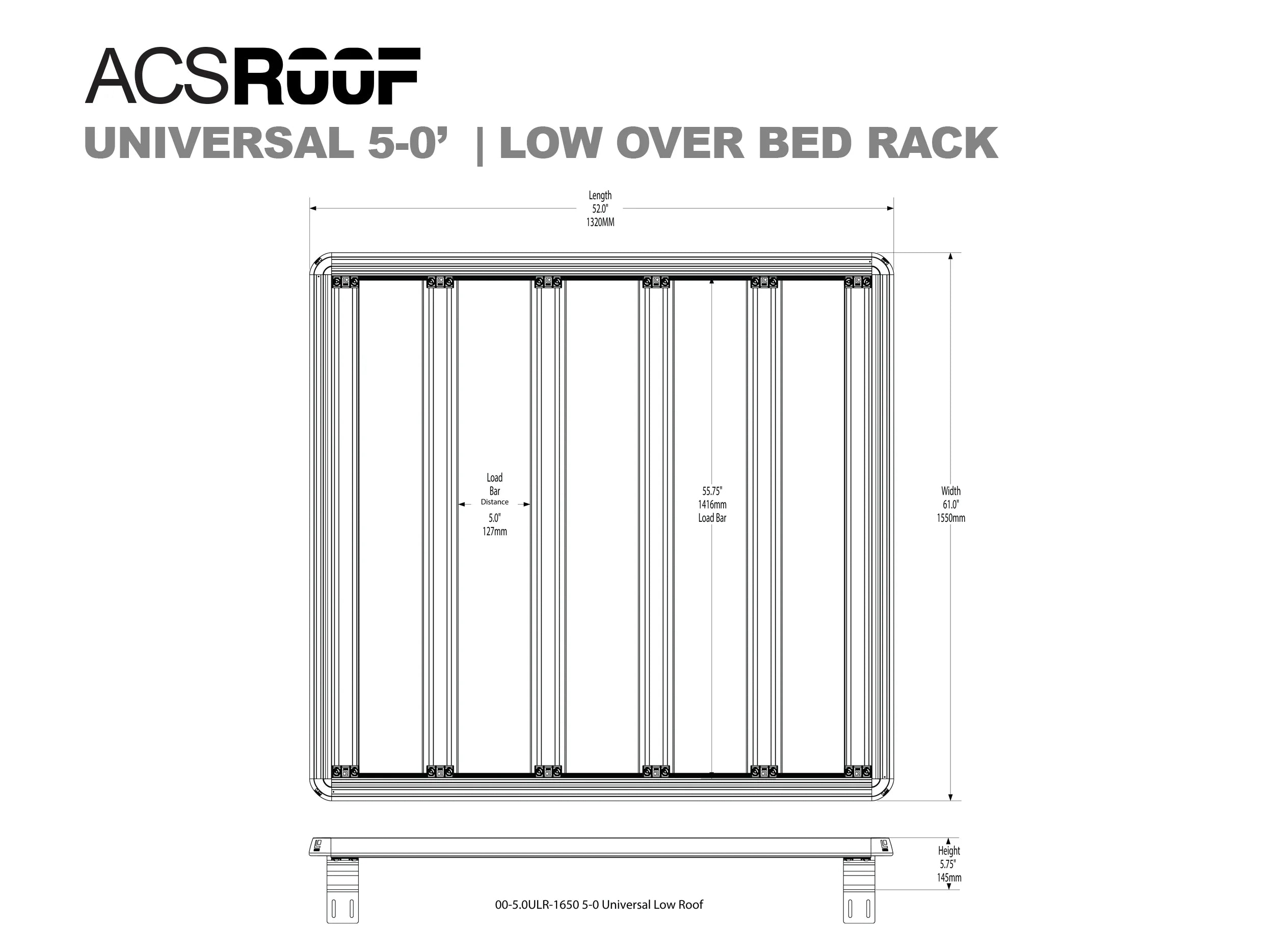 ACS ROOF | Universal Over Truck Bed Low Platform Rack Universal Low Over Truck Bed Platform Rack | 5-0" Bed Platform Rack Leitner Designs- Overland Kitted
