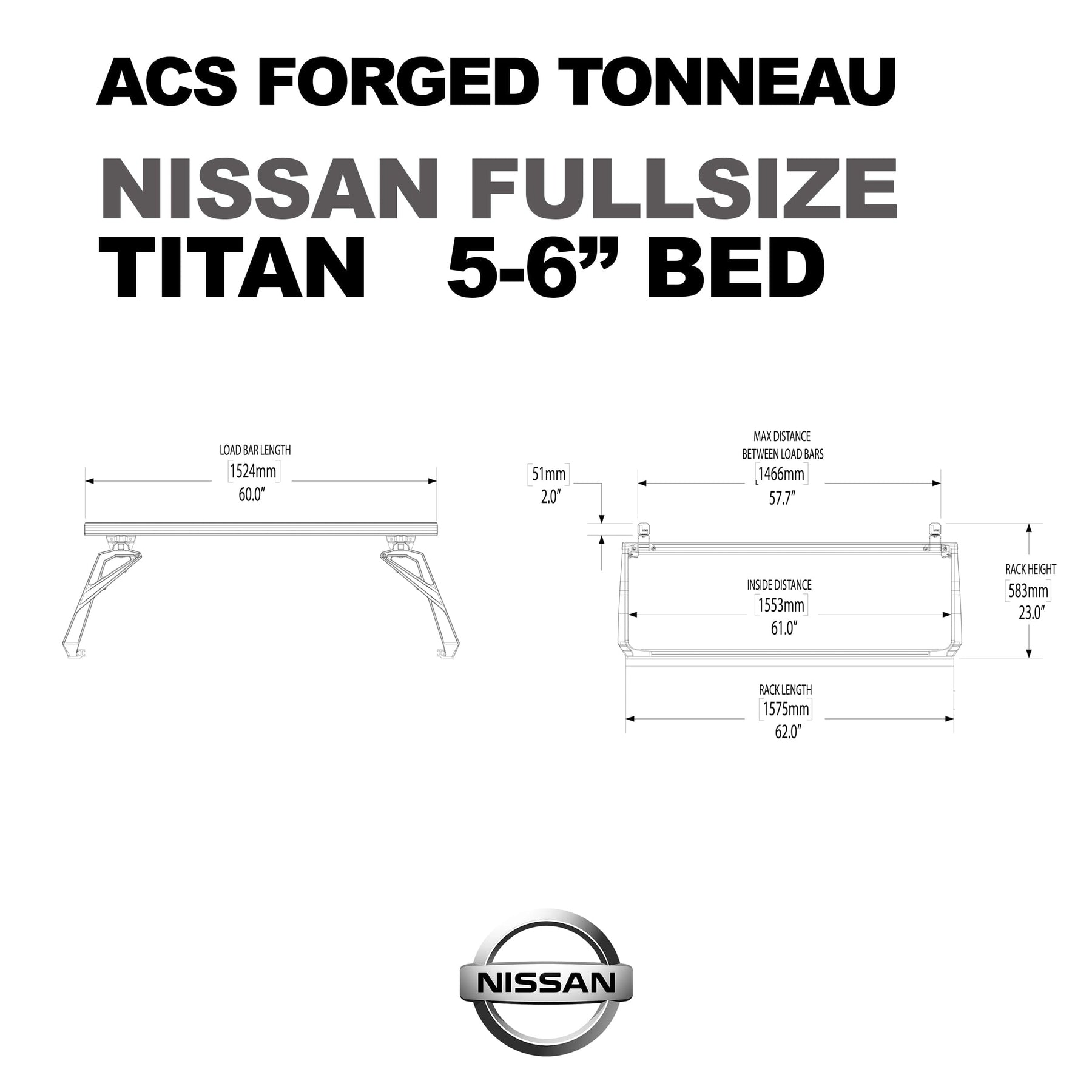 ACS Forged Tonneau - Rack Only - Nissan Nissan active-cargo-system Leitner Designs- Overland Kitted