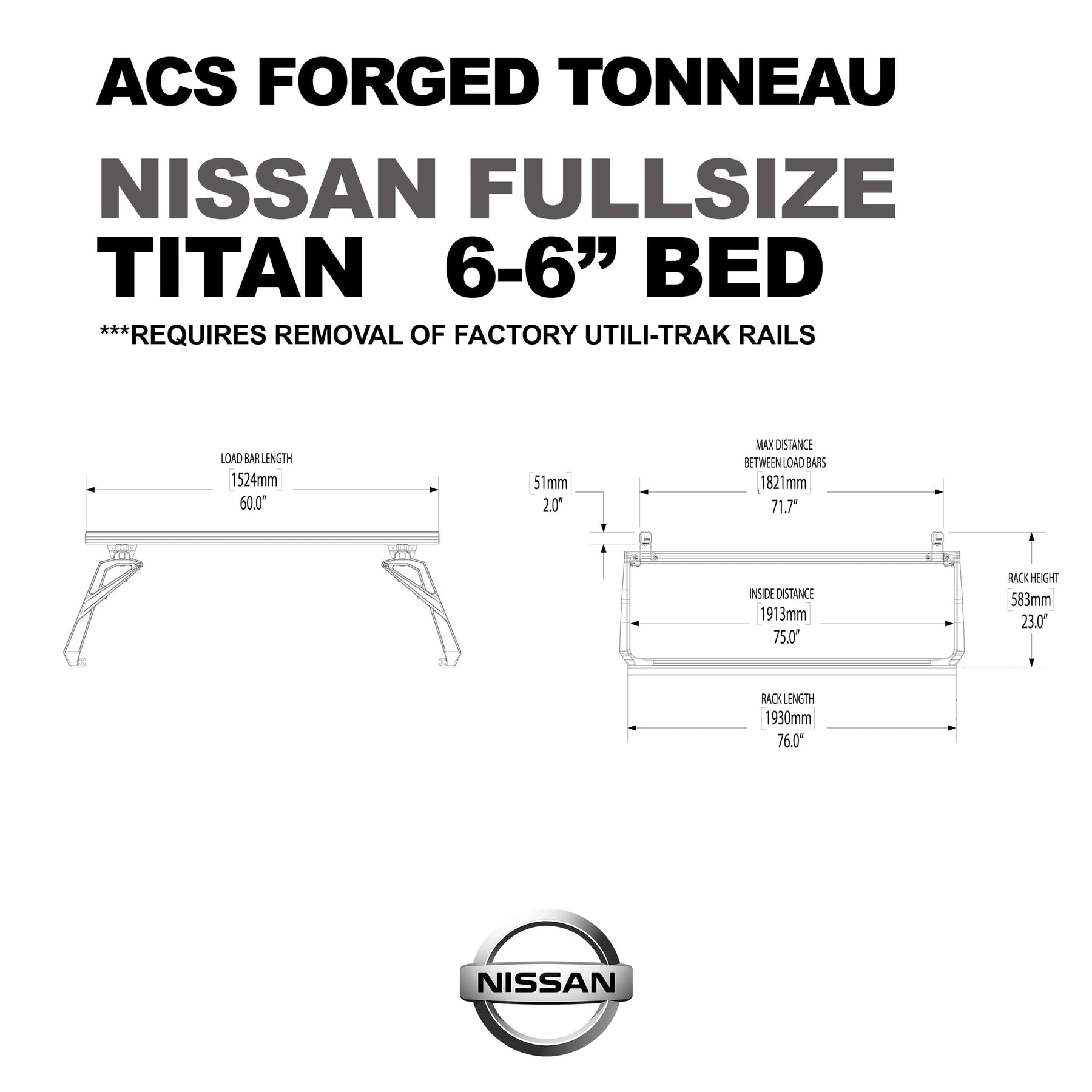 ACS Forged Tonneau - Rack Only - Nissan Nissan active-cargo-system Leitner Designs- Overland Kitted