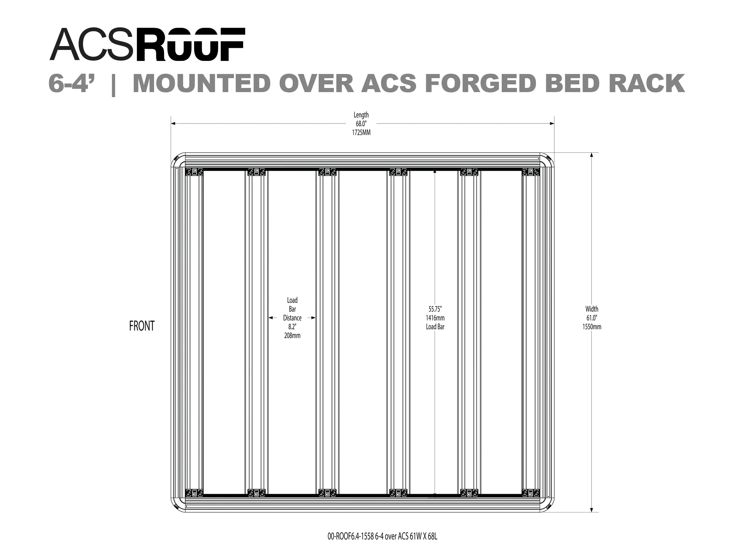ACS ROOF for Over ACS FORGED & CLASSIC Bedrack 6-4" ACS FORGED BEDRACK Platform Rack Leitner Designs- Overland Kitted