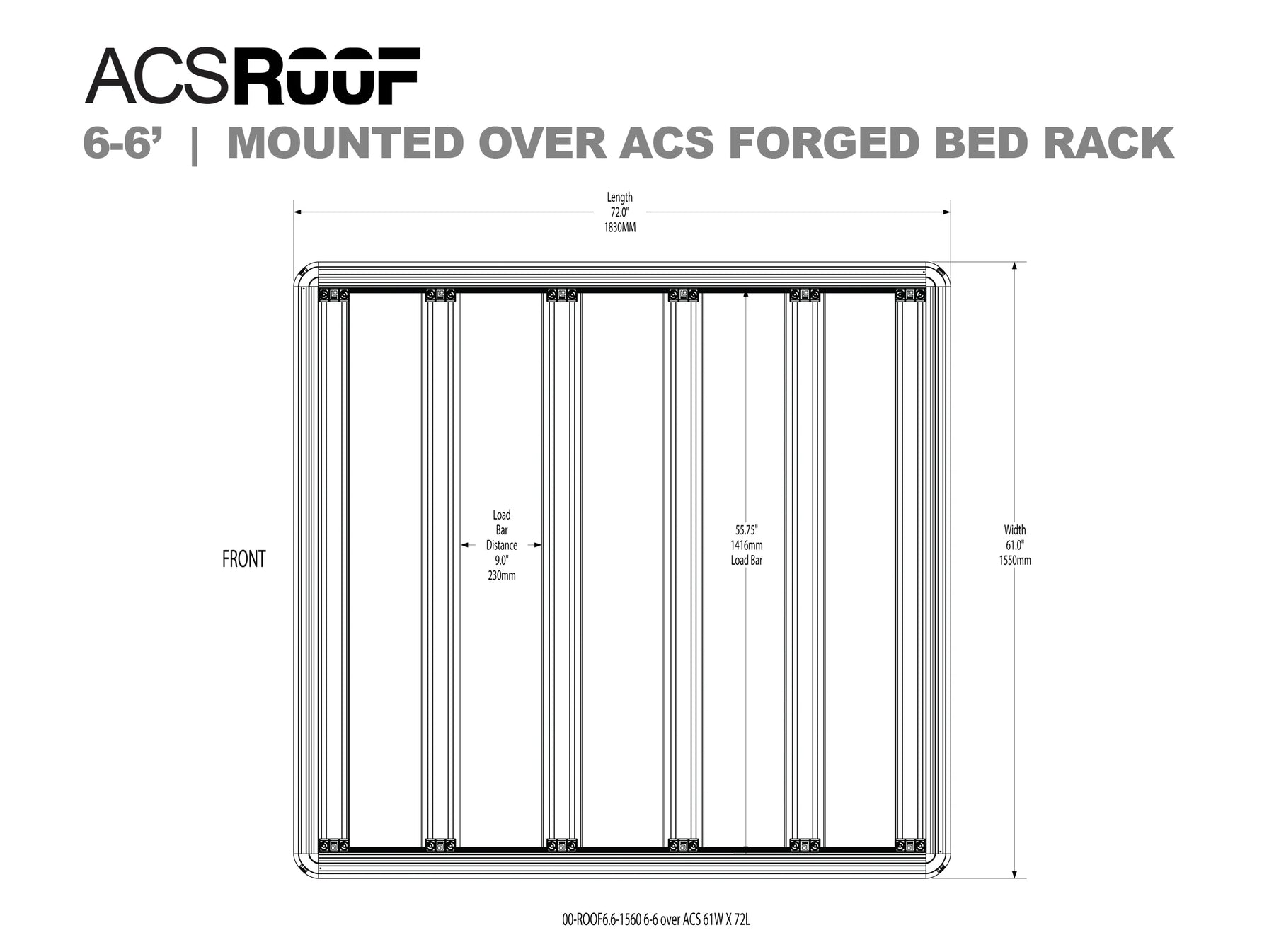 ACS ROOF for Over ACS FORGED & CLASSIC Bedrack 6-6" ACS FORGED BEDRACK Platform Rack Leitner Designs- Adventure Imports