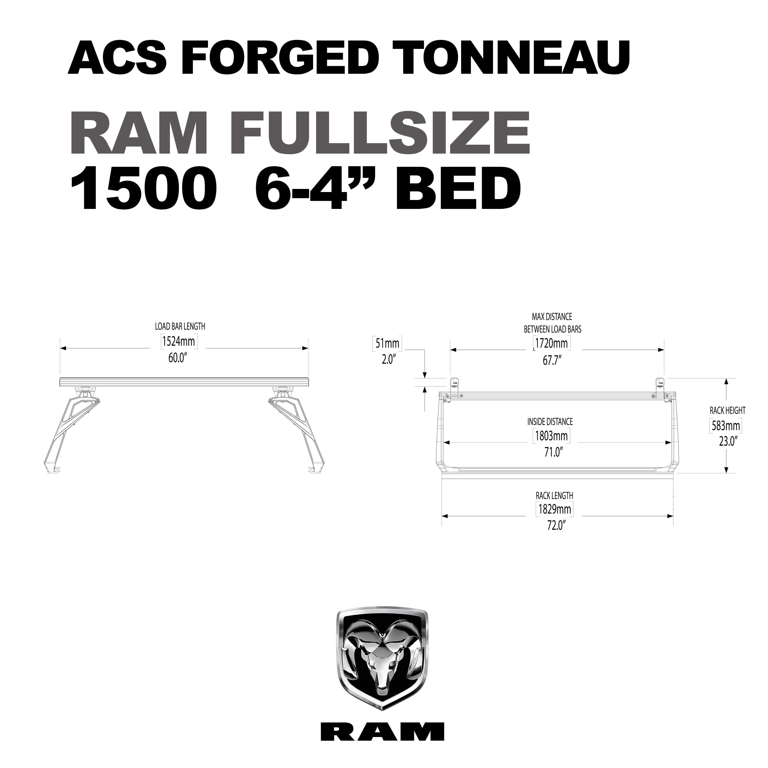 ACS Forged Tonneau - Rack Only - RAM RAM active-cargo-system Leitner Designs- Overland Kitted
