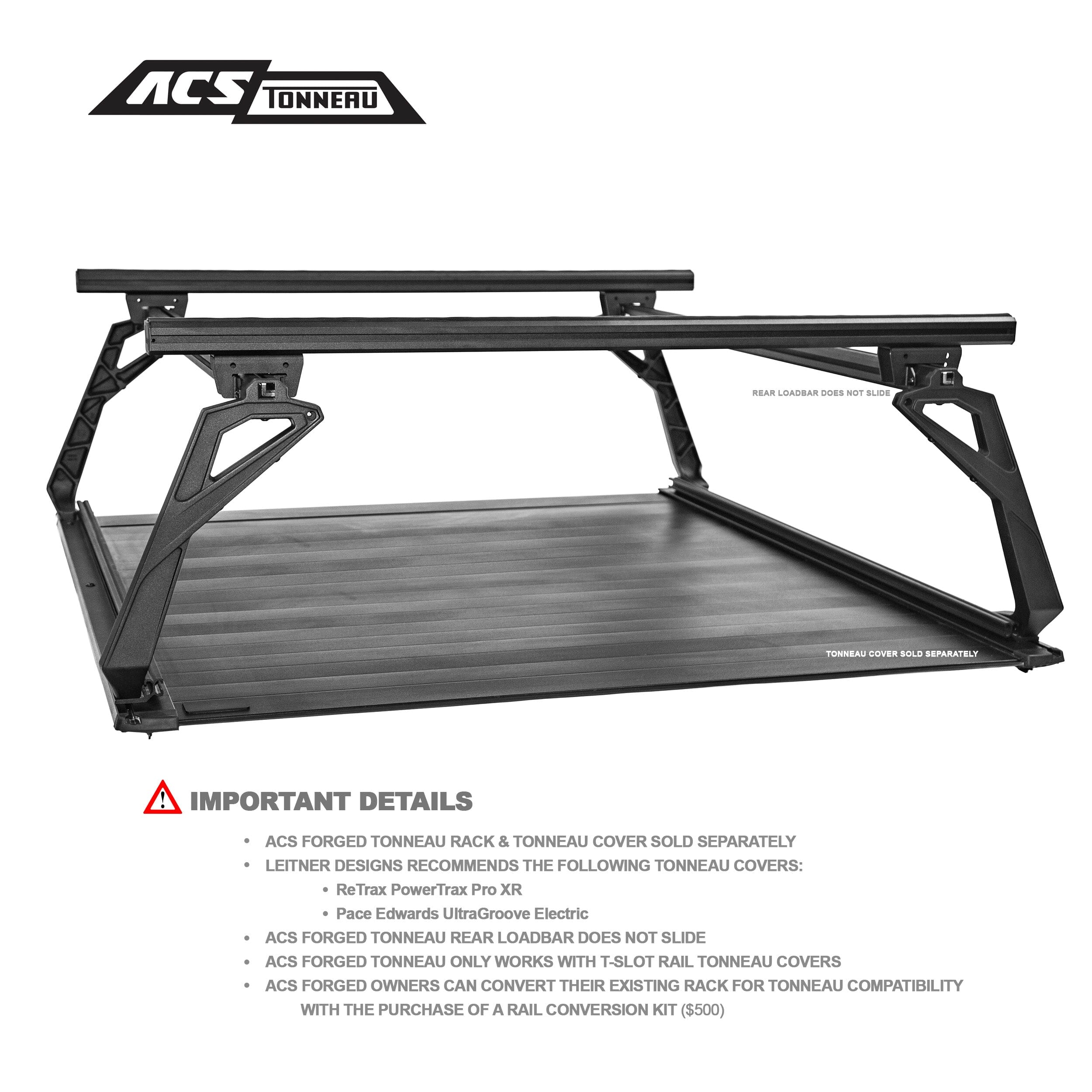 ACS Forged Tonneau - Rails Only - GMC  active-cargo-system Leitner Designs- Overland Kitted