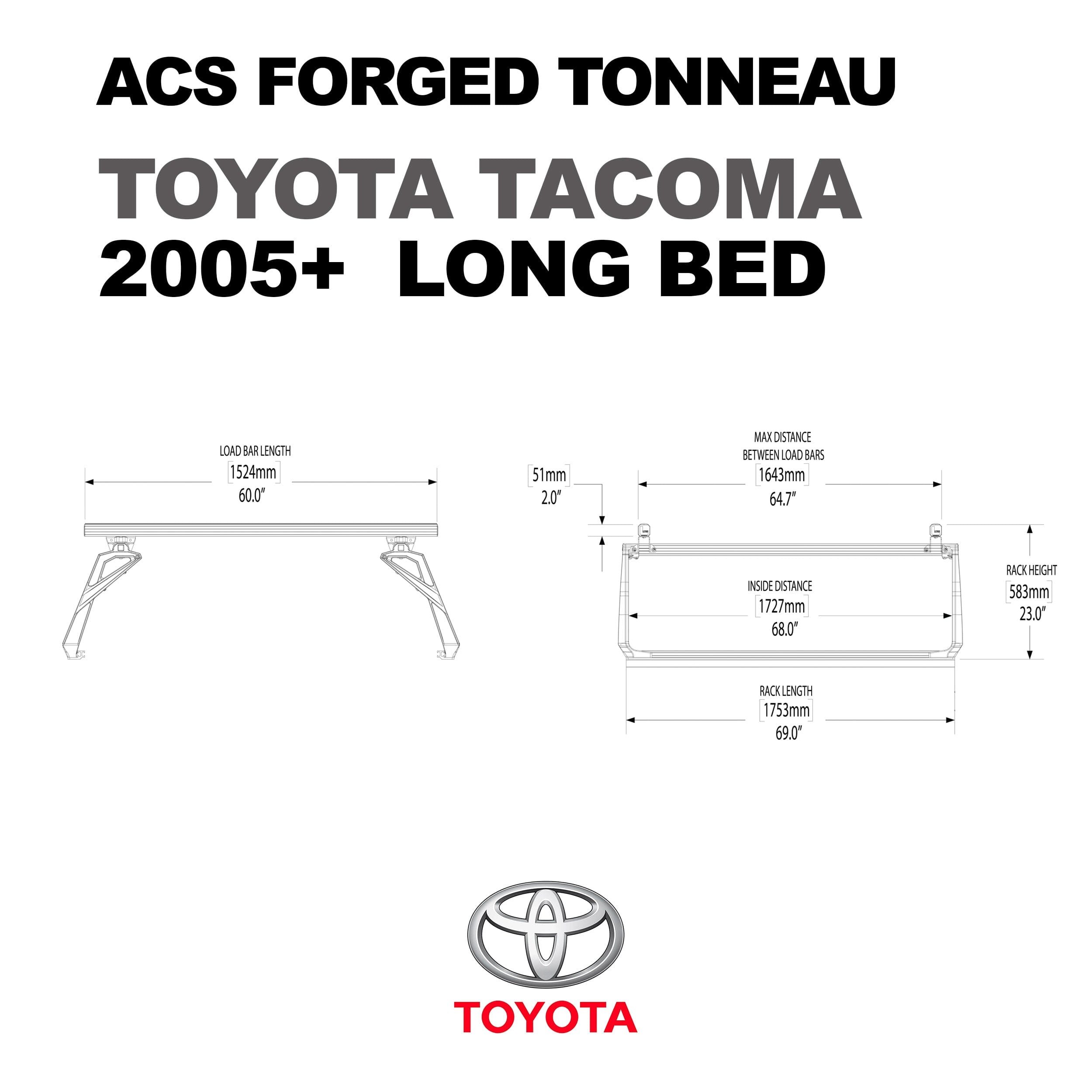 ACS Forged Tonneau - Rack Only - Toyota Toyota active-cargo-system Leitner Designs- Overland Kitted
