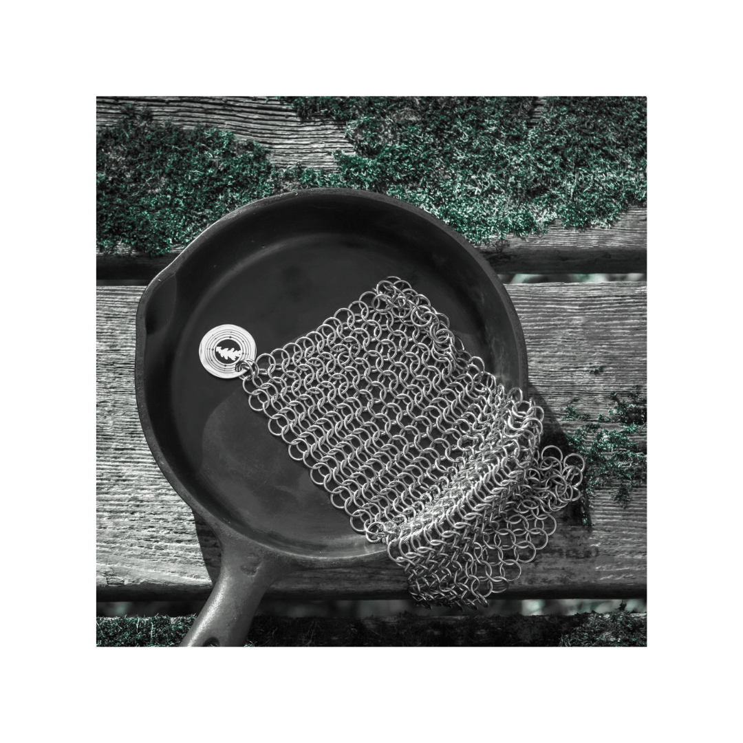 Chainmail scrubber for Cast Iron  Cast Iron Accessory Dryad Cookery- Overland Kitted