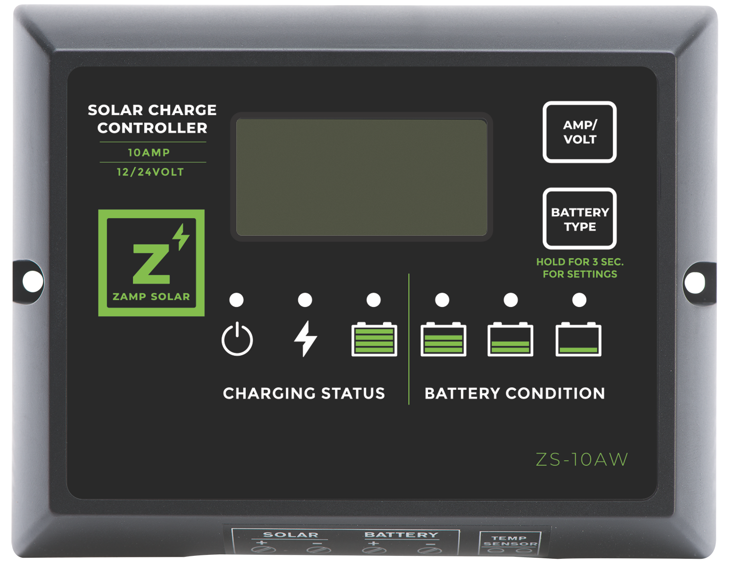 10 Amp 5-Stage PWM Charge Controller  Charge Controller Zamp Solar- Adventure Imports
