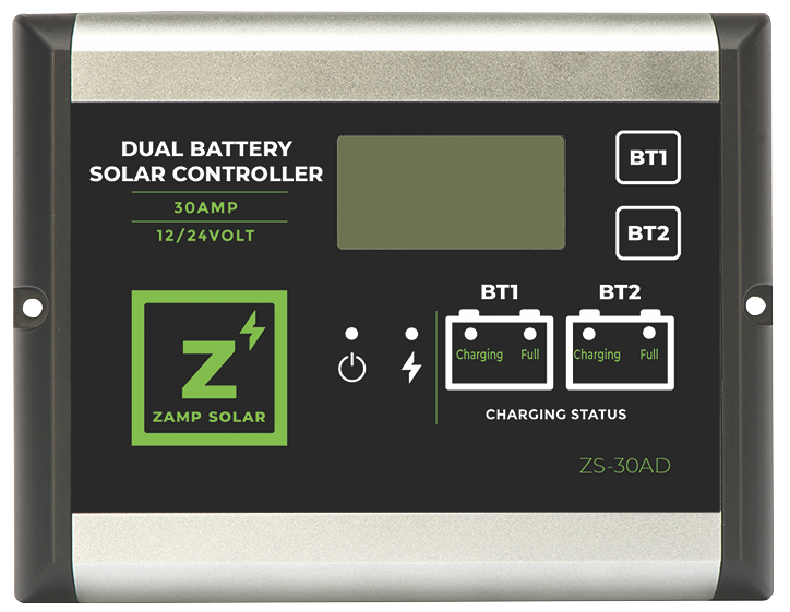 30 Amp Dual Battery 5-Stage PWM Charge Controller  Charge Controller Zamp Solar- Overland Kitted
