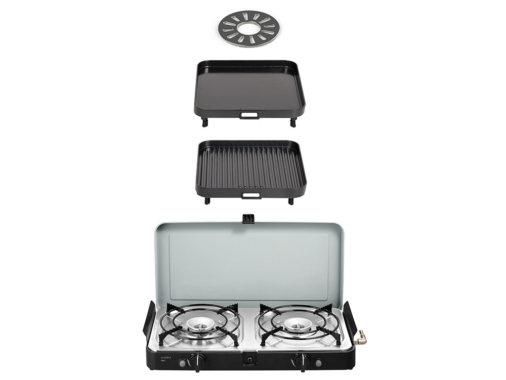 2 Cook 3 Pro Deluxe/ Portable 3 Piece/ Gas Barbeque/ Camp Cooker - By CADAC   Front Runner- Adventure Imports