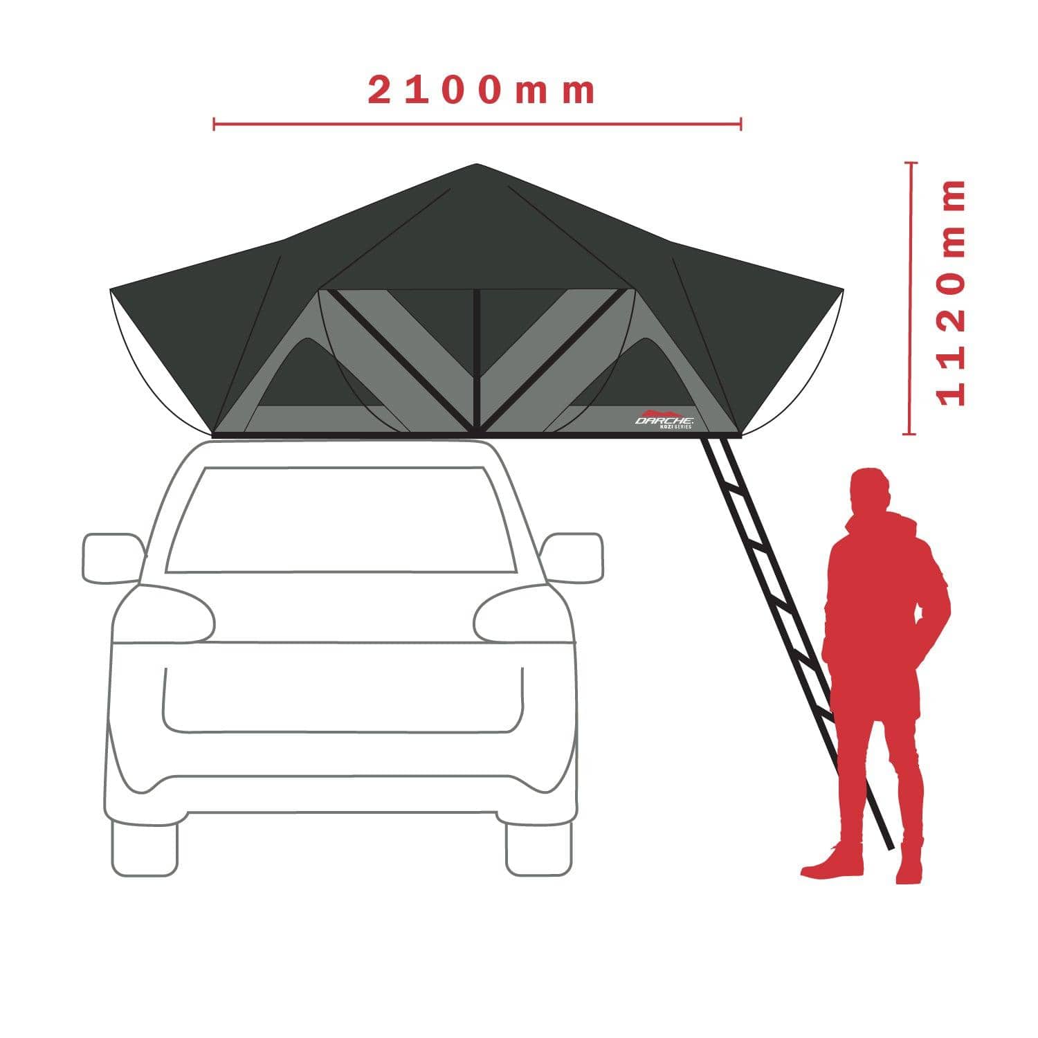 Kozi 1300 Roof Top Tent  ROOF TOP TENTS Darche- Overland Kitted